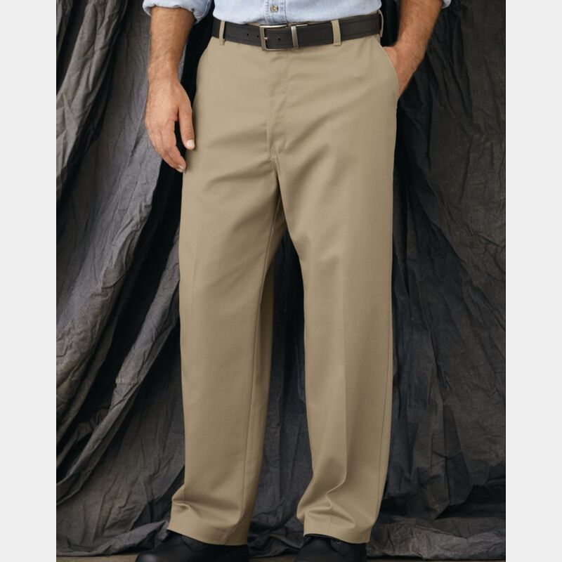 Men's Plain Front Casual Cotton Pants Thumbnail
