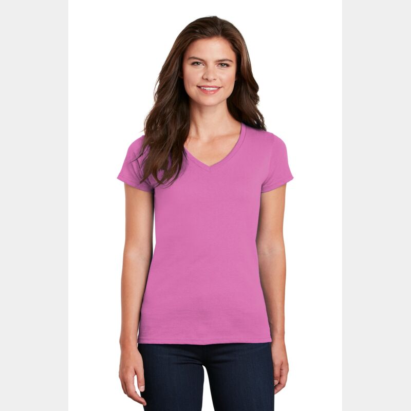 Women's Heavy Cotton 100% Cotton V Neck T Shirt Thumbnail