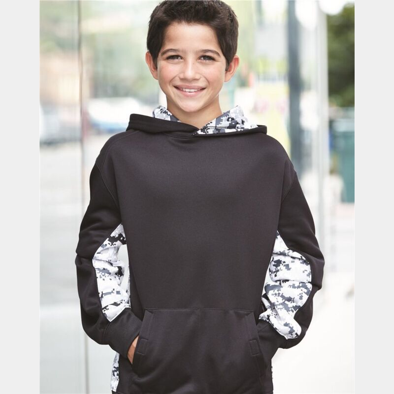 Youth Digital Camo Colorblock Performance Fleece Hooded Sweatshirt Thumbnail