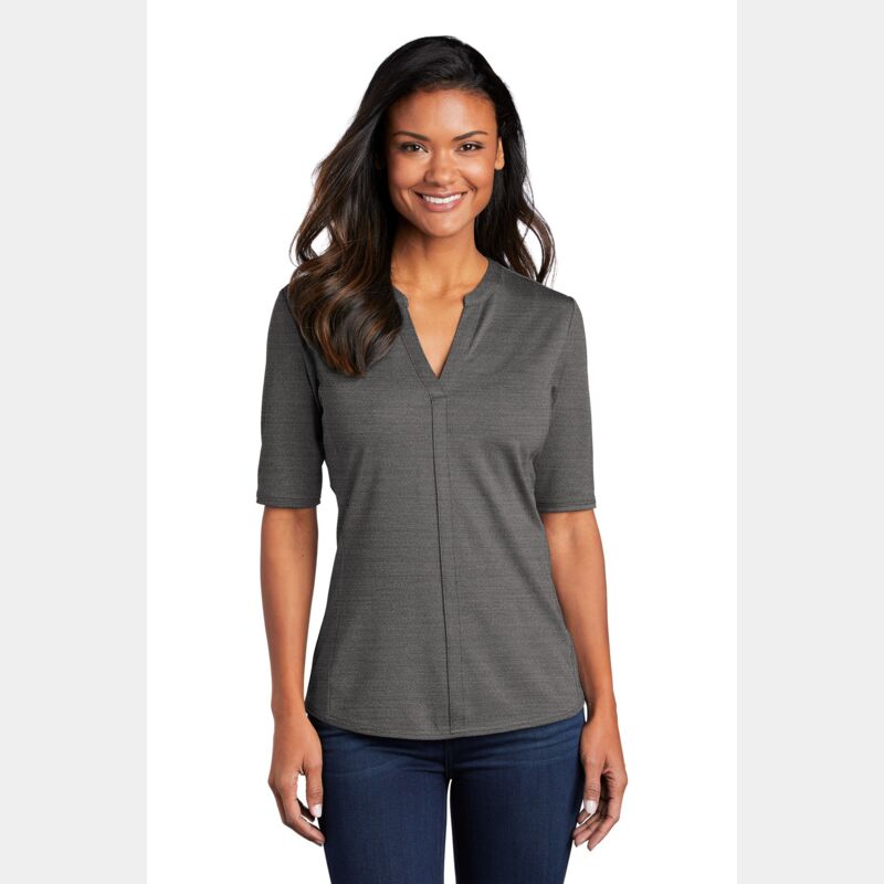 Women's Stretch Heather Open Neck Top Thumbnail