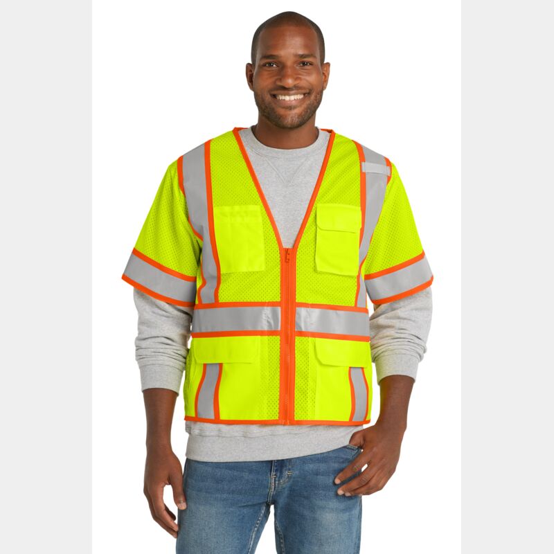 Ansi 107 Class 3 Surveyor Mesh Zippered Two Tone Short Sleeve Vest Thumbnail