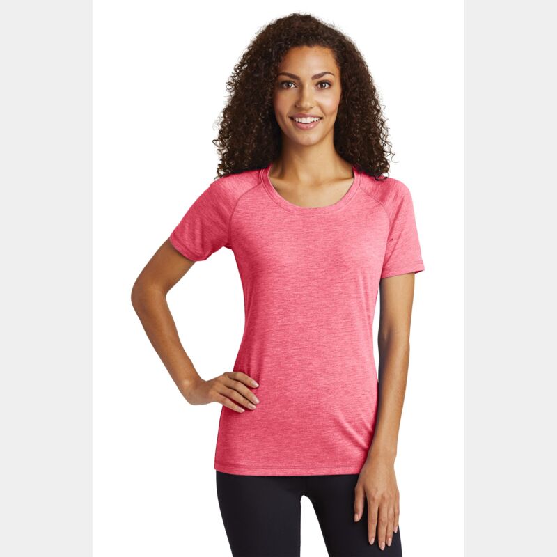 Ladies PosiCharge ® Tri Blend Wicking Scoop Neck Raglan Tee Thumbnail