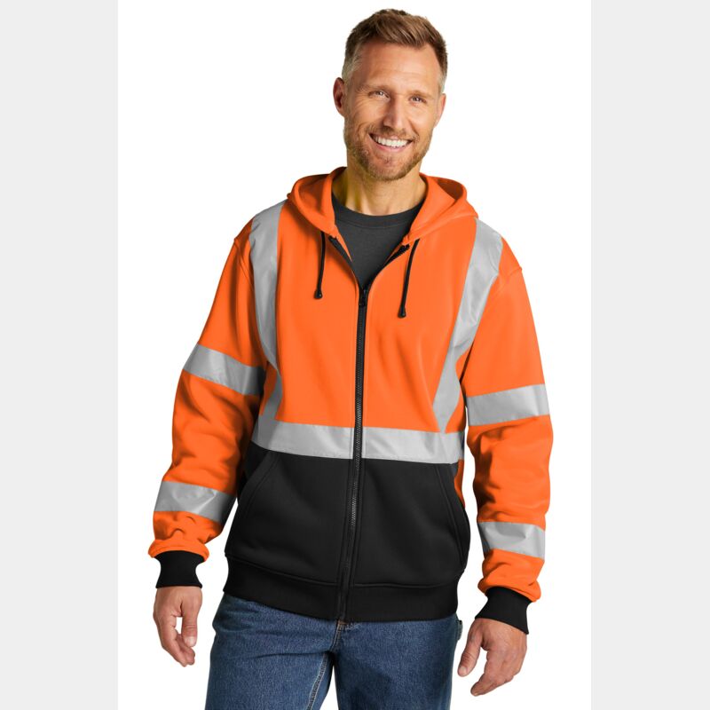 A107 Class 3 Heavy Duty Fleece Full Zip Hoodie Thumbnail