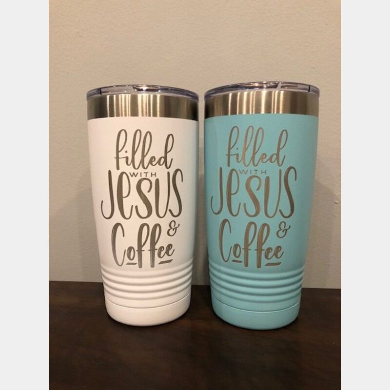Filled with Jesus and Coffee 20 oz Tumbler Thumbnail