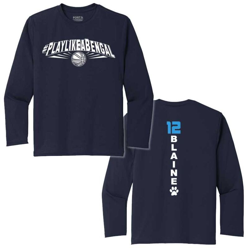 Adult Size Blaine Girls Basketball Long Sleeve Performance Tee Thumbnail