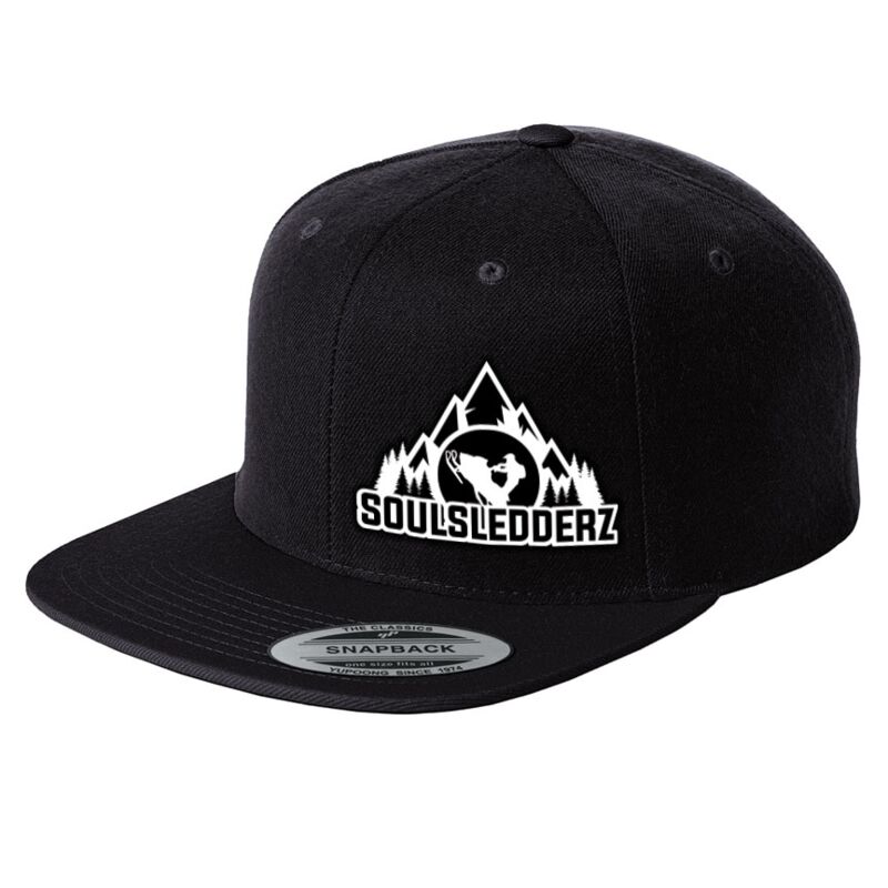 SoulSledderz Flat Bill Snapback Black & White Hat  Thumbnail