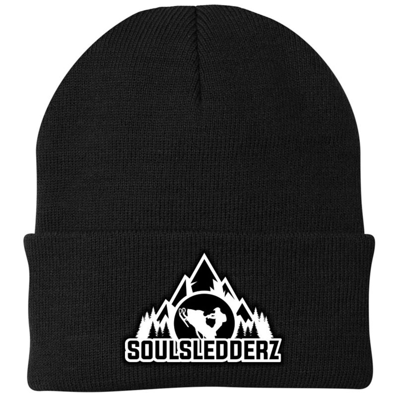 SoulSledderz Black & White Cuff Beanie  Thumbnail